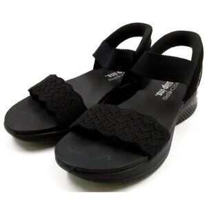 Skechers Womens Ladies Black Slip On Knit Ultra Flex Flat Sandals Sz 8